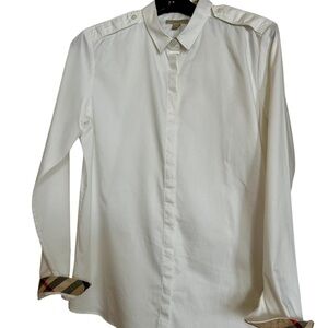 Burberry White Shirt with Signature Plaid Accents